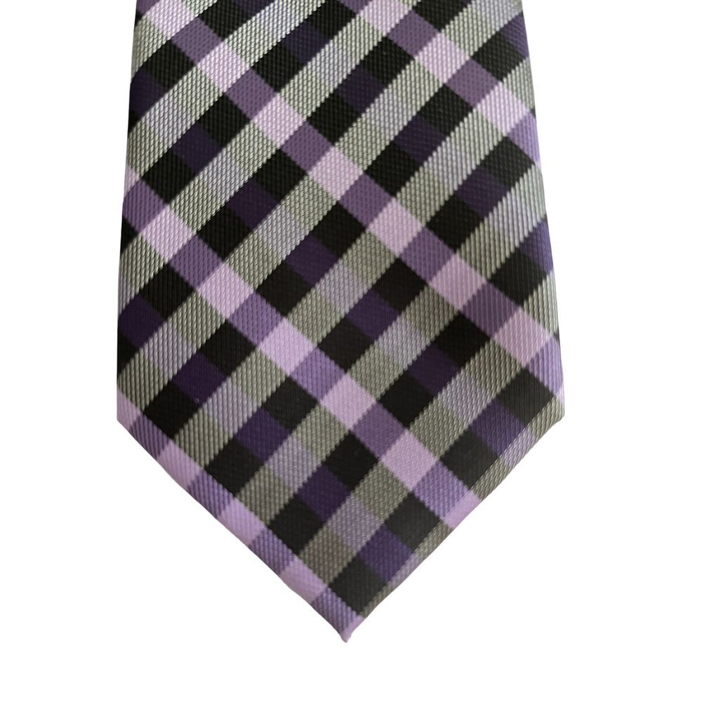 J. Ferrar Black and Purple Plaid Men's Tie / Necktie‎